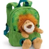 Grüner Rucksack mit Plüschtier Löwe