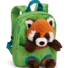 Grüner Rucksack mit Plüschtier Roter Panda