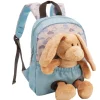 Hellblauer Rucksack mit Plüschtier Hase