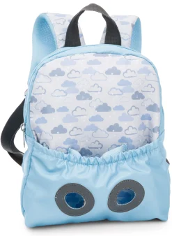 Hellblauer Rucksack mit Plüschtier Hase