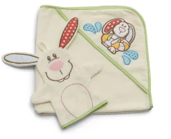 Kapuzenbadetuch Hase Tilli und Spiel-Waschhandschuh in Geschenkverpackung