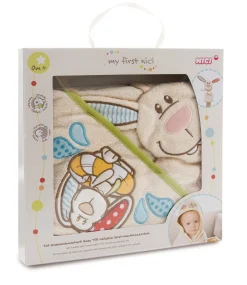Kapuzenbadetuch Hase Tilli und Spiel-Waschhandschuh in Geschenkverpackung