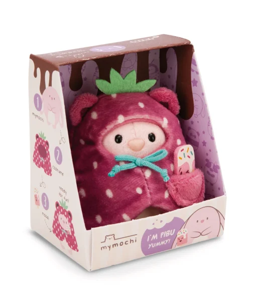 Kuscheltier Set Hase Pibu mit Softeis u. Erdbeerkostüm in Geschenkbox