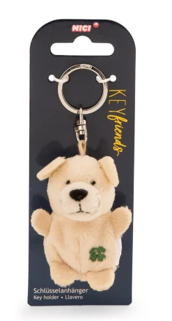 Schlüsselanhänger Hund mit Kleeblatt