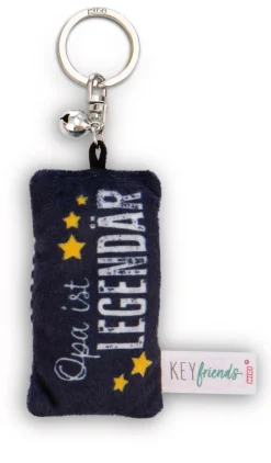 Schlüsselanhänger Mini Plüschkissen "Opa ist legendär" m. Glöckchen