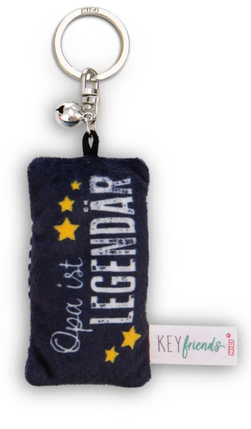 Schlüsselanhänger Mini Plüschkissen "Opa ist legendär" m. Glöckchen