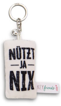 Schlüsselanhänger Mini Plüschkissen "Nützt ja nix" m. Glöckchen