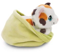 Gefleckte Kuscheltier Katze im Körbchen