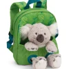Grüner Rucksack mit Plüschtier Koala