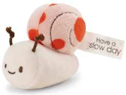 Kuscheltier Korallfarbene Schnecke m. Botschaft "Have a slow day"
