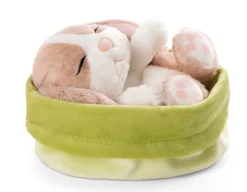 Kuscheltier Sleeping Pets Hase cappuccino 12cm im grünen Körbchen