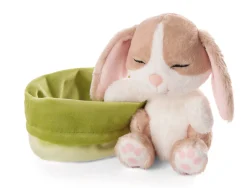 Kuscheltier Sleeping Pets Hase cappuccino 12cm im grünen Körbchen