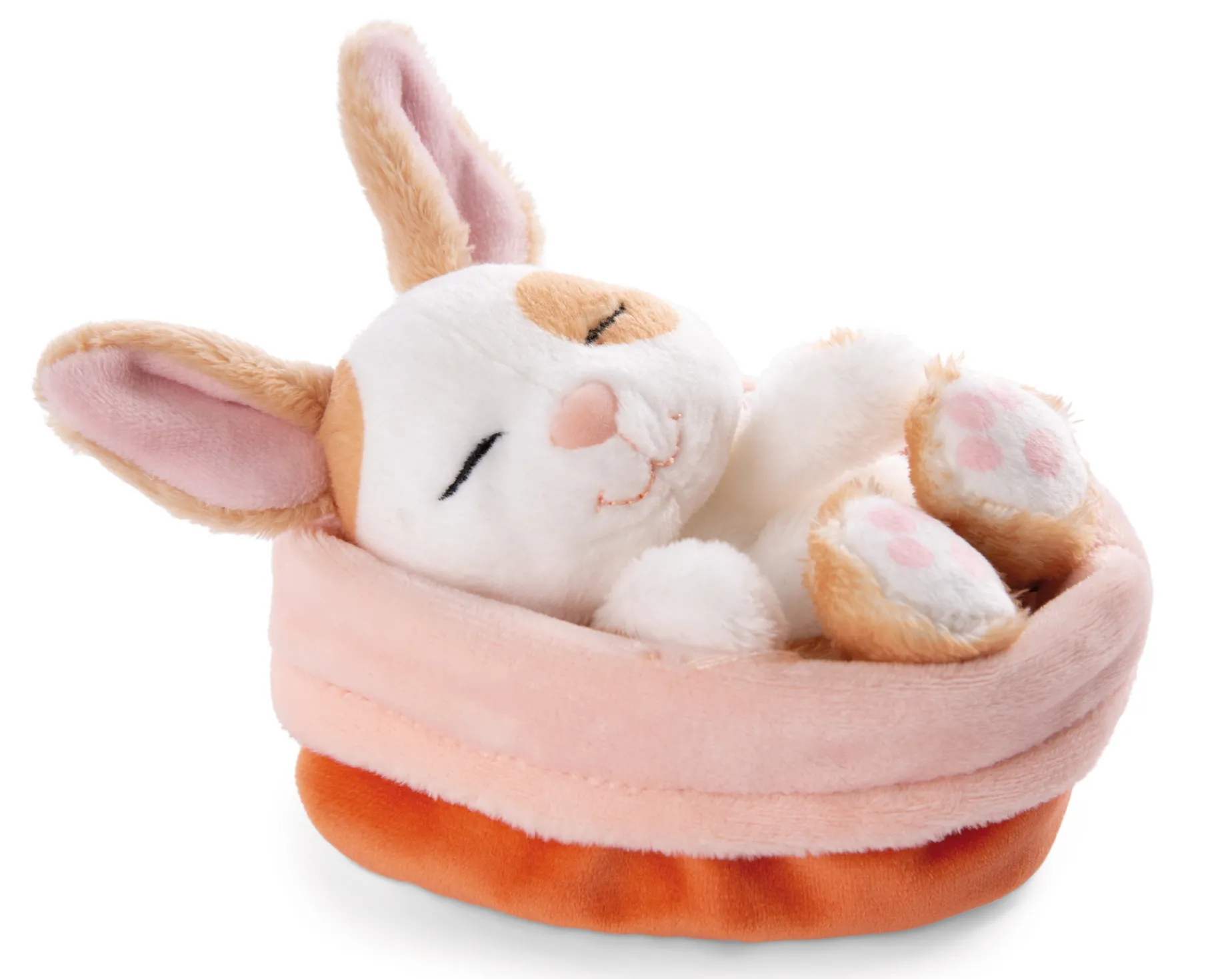 Kuscheltier Sleeping Pets Hase karamell gepunktet 12cm im Körbchen