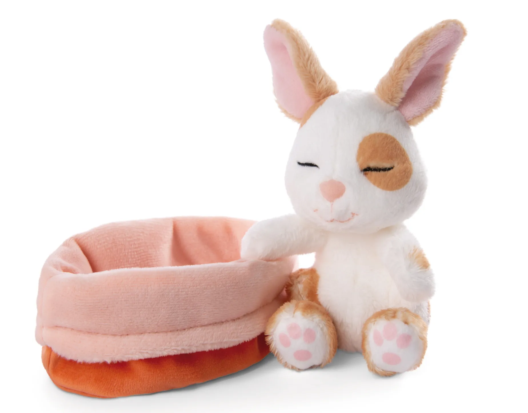 Kuscheltier Sleeping Pets Hase karamell gepunktet 12cm im Körbchen
