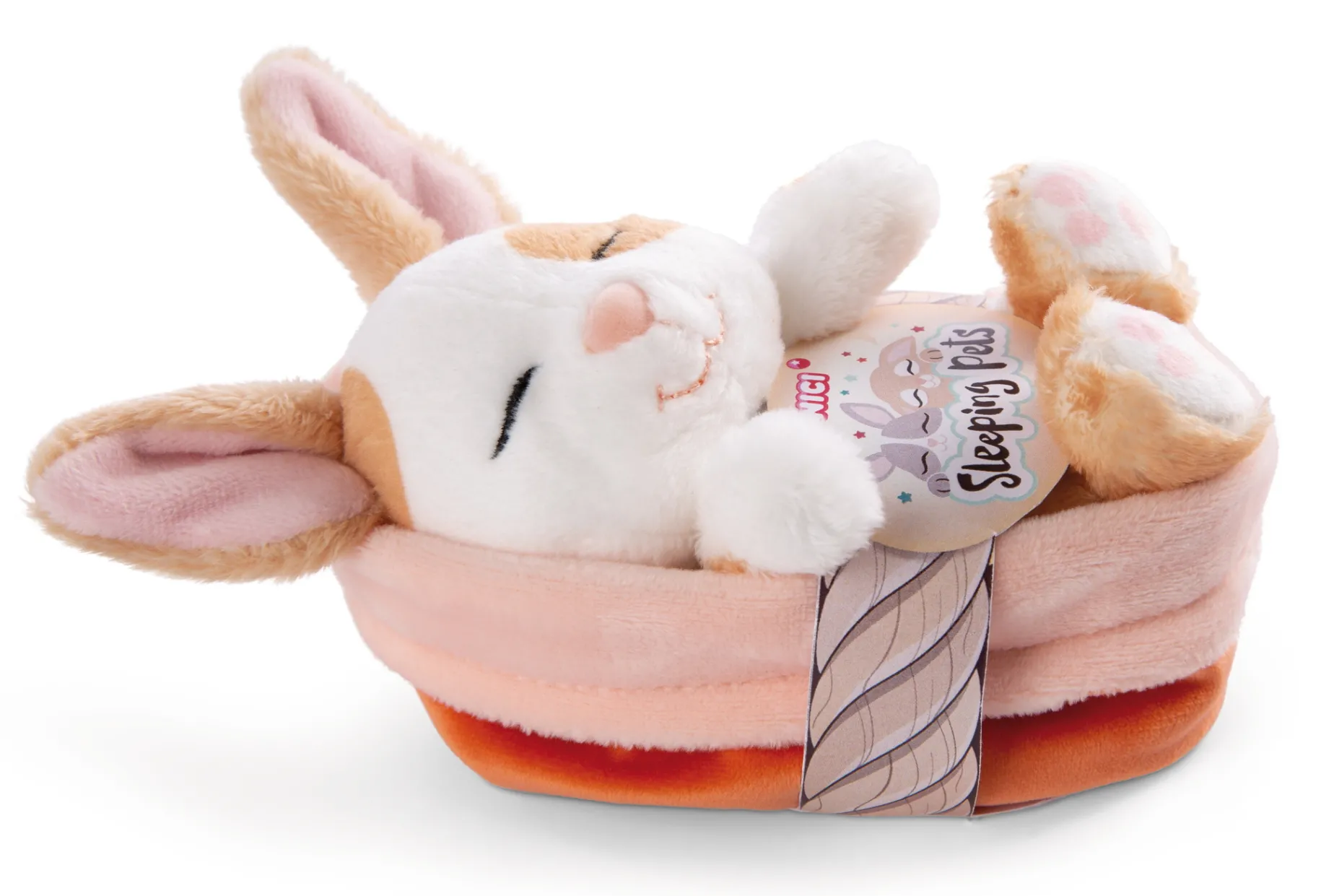 Kuscheltier Sleeping Pets Hase karamell gepunktet 12cm im Körbchen