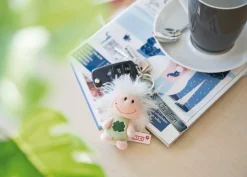 Schlüsselanhänger Schutzengel mit Symbol Kleeblatt